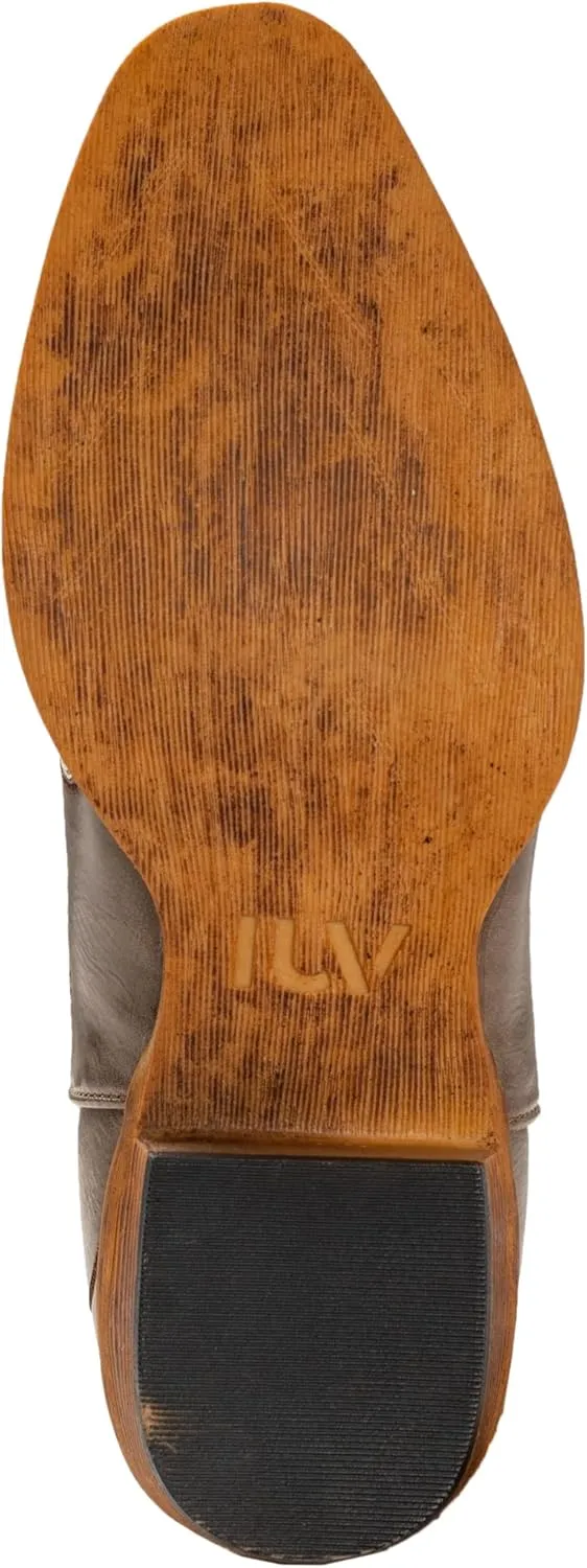 IUV Cowboy Boots For Women Mid Calf Cowgirl Boots Embroidered Pull-On Tabs Snip Toe Boot