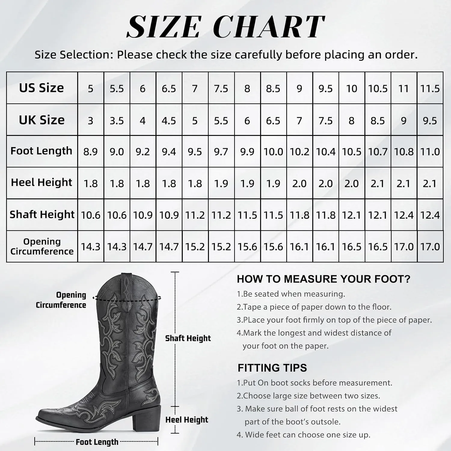 IUV Cowboy Boots For Women Western Boots Cowgirl Classic Fashion Embroidered Pointy Toe Boots