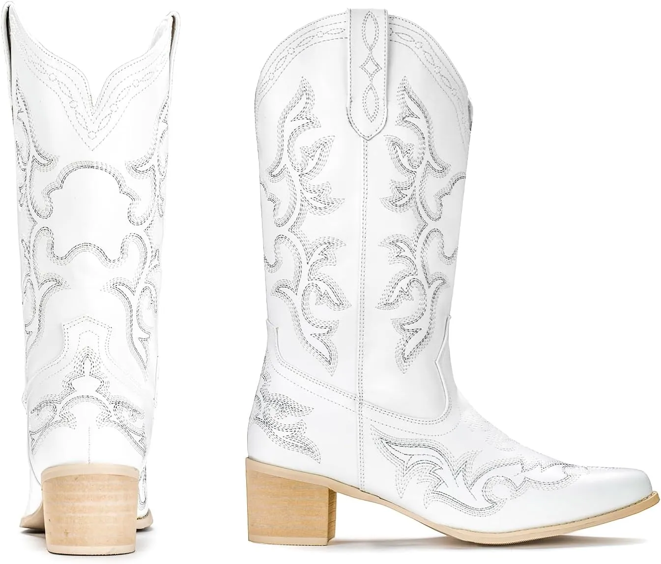 IUV Cowboy Boots For Women Western Boots Cowgirl Classic Fashion Embroidered Pointy Toe Boots