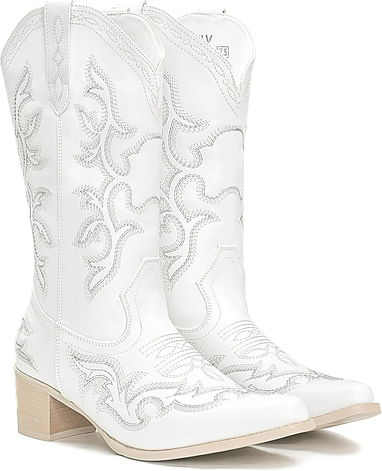 IUV Cowboy Boots For Women Western Boots Cowgirl Classic Fashion Embroidered Pointy Toe Boots