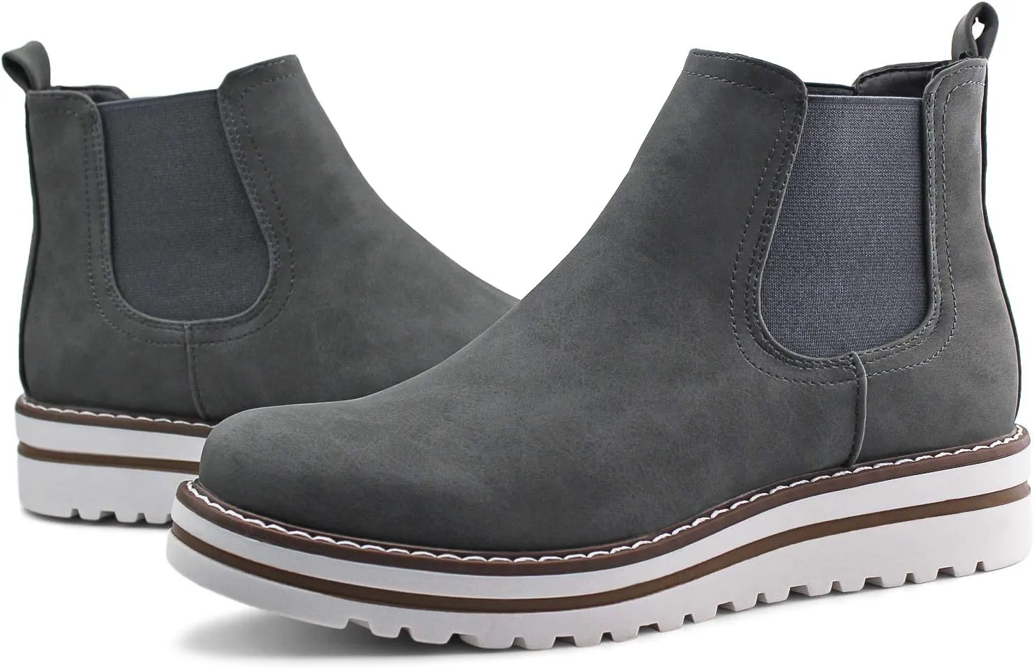 JABASIC Womens Chelsea Elastic Ankle Boots Waterproof Flat Boots
