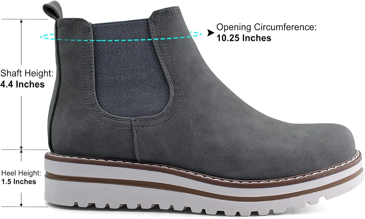 JABASIC Womens Chelsea Elastic Ankle Boots Waterproof Flat Boots