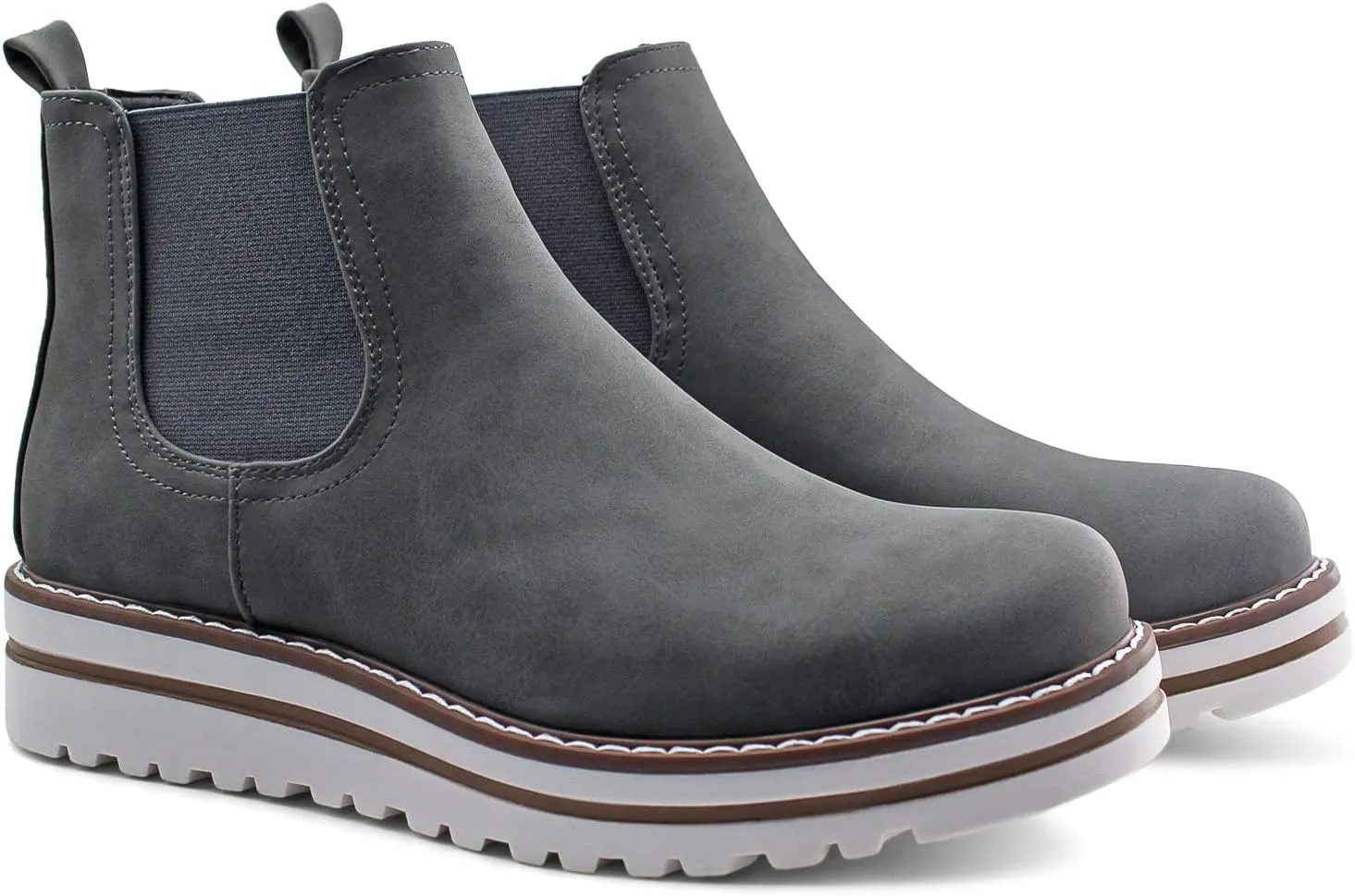 JABASIC Womens Chelsea Elastic Ankle Boots Waterproof Flat Boots
