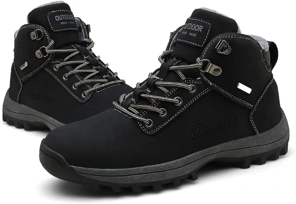 JITUUE Waterproof Snow Boots for Men Hiking Non Slip Work Shoes Outdoor Mid Lace Up Ankle Booties …
