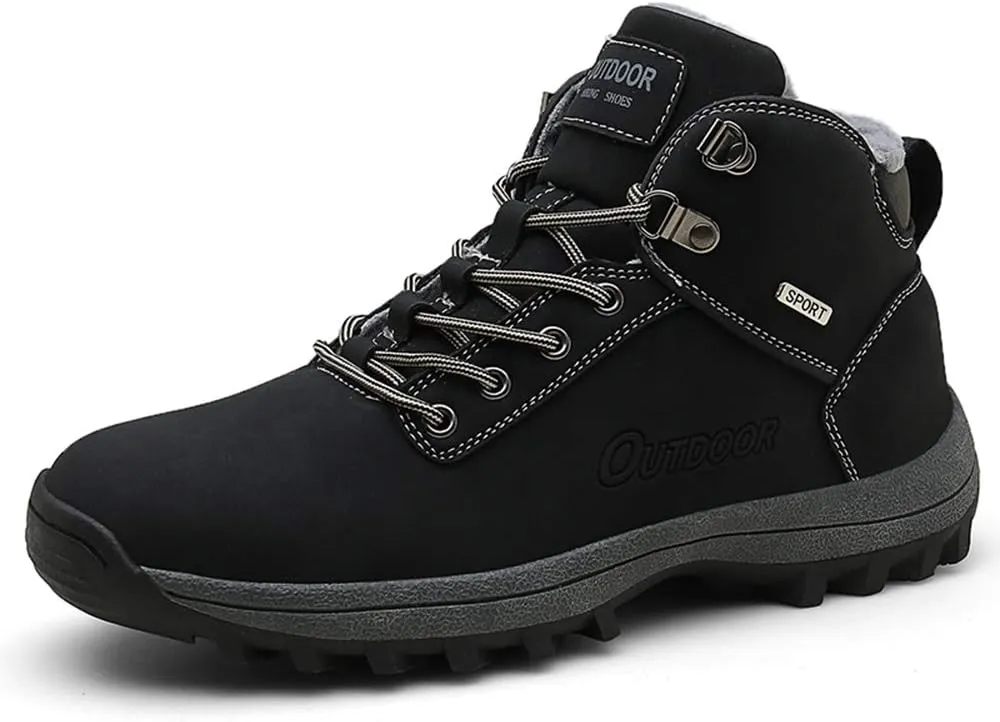 JITUUE Waterproof Snow Boots for Men Hiking Non Slip Work Shoes Outdoor Mid Lace Up Ankle Booties …