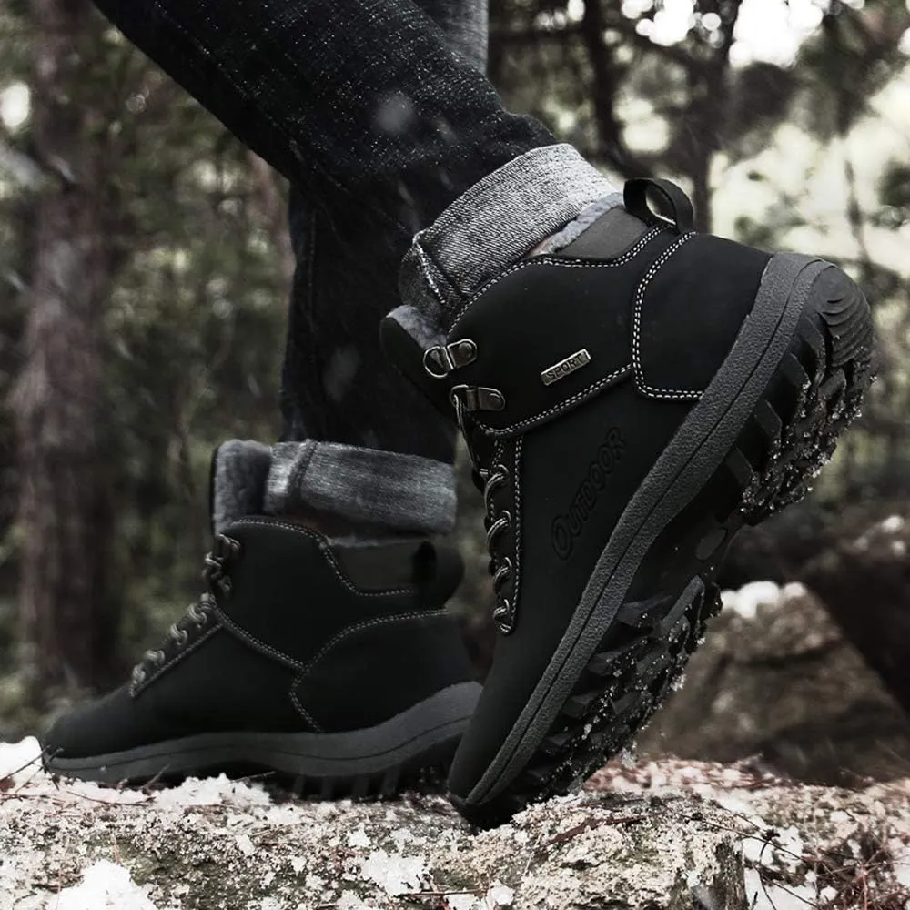 JITUUE Waterproof Snow Boots for Men Hiking Non Slip Work Shoes Outdoor Mid Lace Up Ankle Booties …