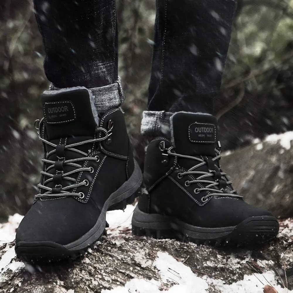 JITUUE Waterproof Snow Boots for Men Hiking Non Slip Work Shoes Outdoor Mid Lace Up Ankle Booties …