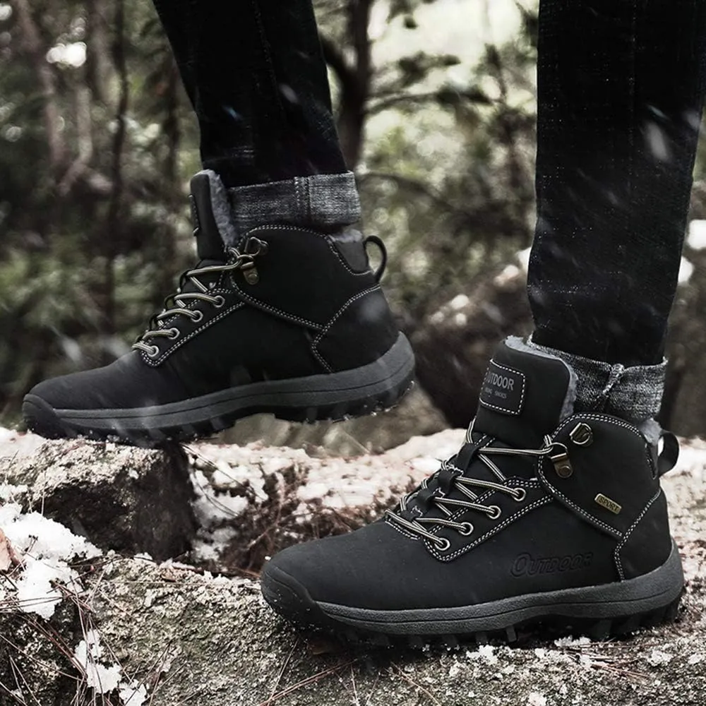 JITUUE Waterproof Snow Boots for Men Hiking Non Slip Work Shoes Outdoor Mid Lace Up Ankle Booties …