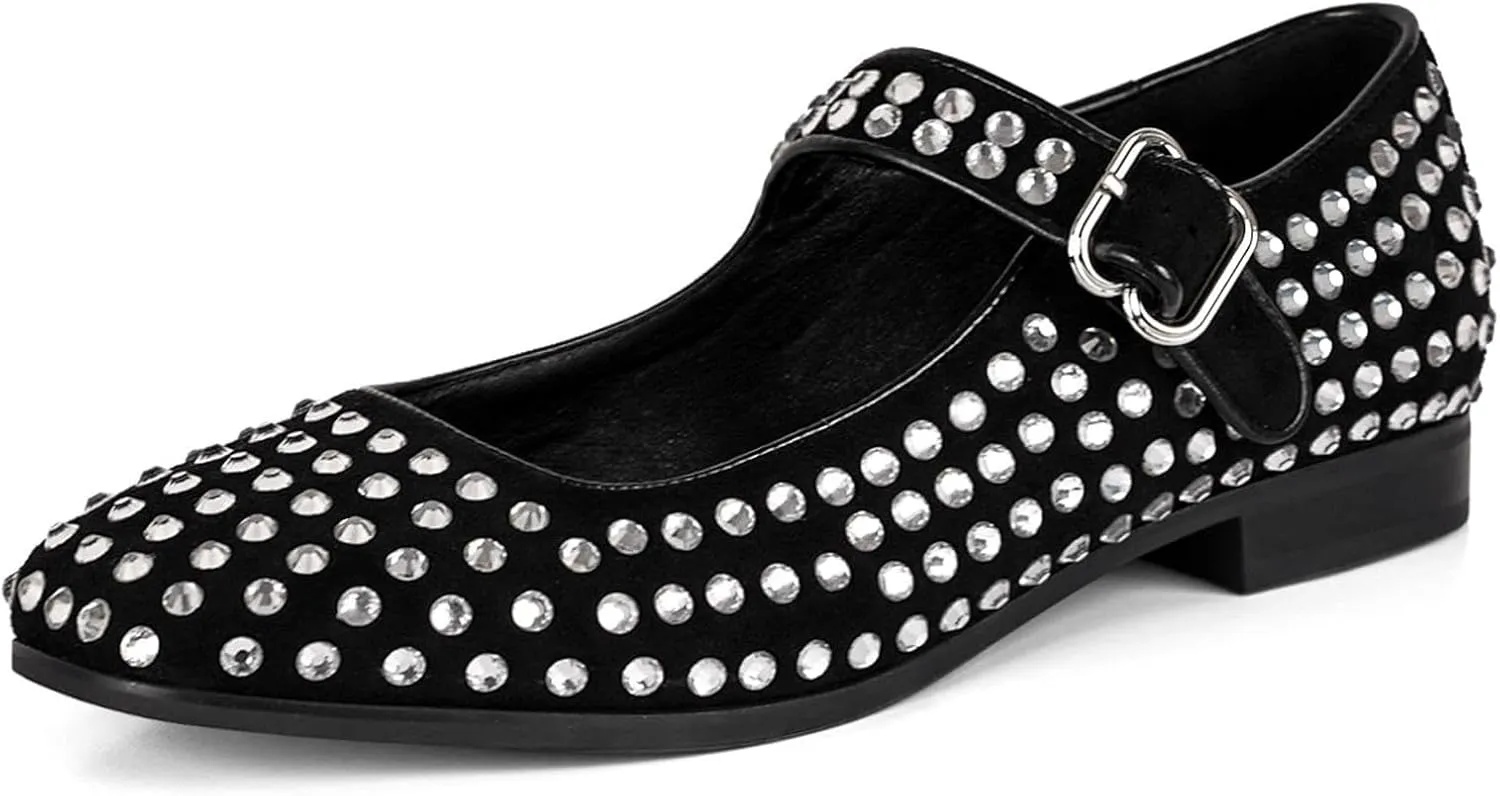 JORISTIMO Women's Elegant Strappy Ballet Flats Elaborate 2024 New Single Shoes Square Toe Minimalist Ankle Strap Basical Classical Escarpin