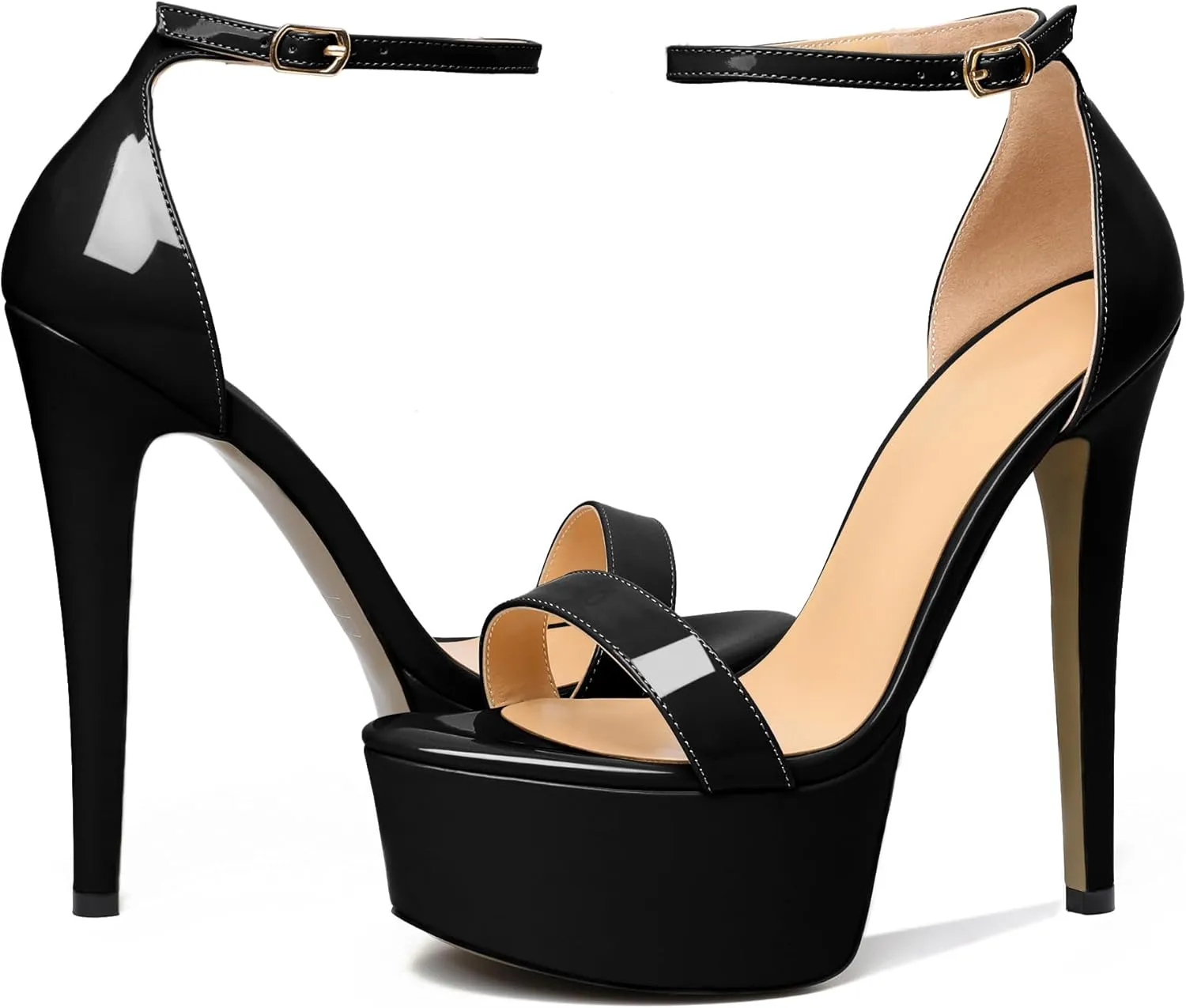 Joseywade Women's Platform Stiletto High Heel Sandals Open Toe Heels Sky High Heels 6 Inch One Strap Pump Shoes