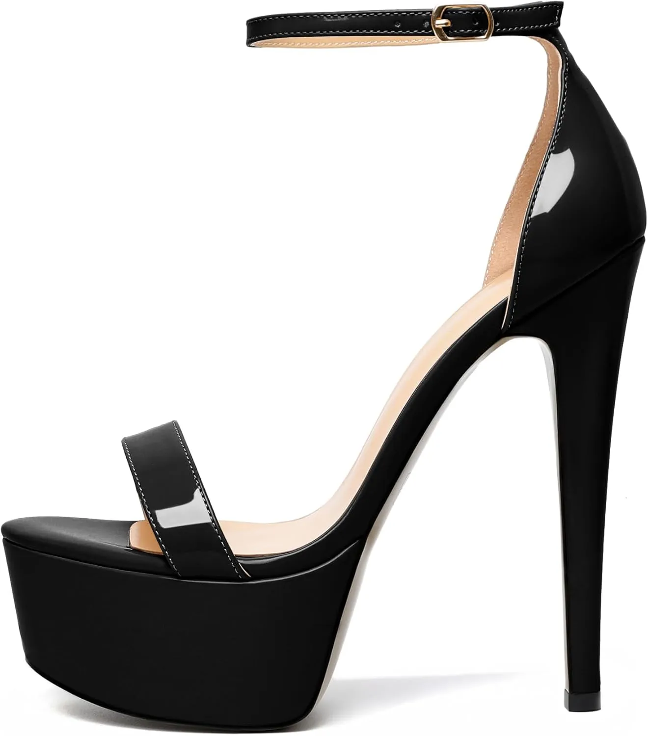 Joseywade Women's Platform Stiletto High Heel Sandals Open Toe Heels Sky High Heels 6 Inch One Strap Pump Shoes