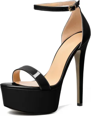 Joseywade Women's Platform Stiletto High Heel Sandals Open Toe Heels Sky High Heels 6 Inch One Strap Pump Shoes