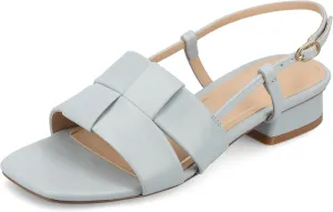 Journee Womens Woven Slingback Inset Low Covered Block Heel Open Square Toe Tabatha Comfort Foam Sandals