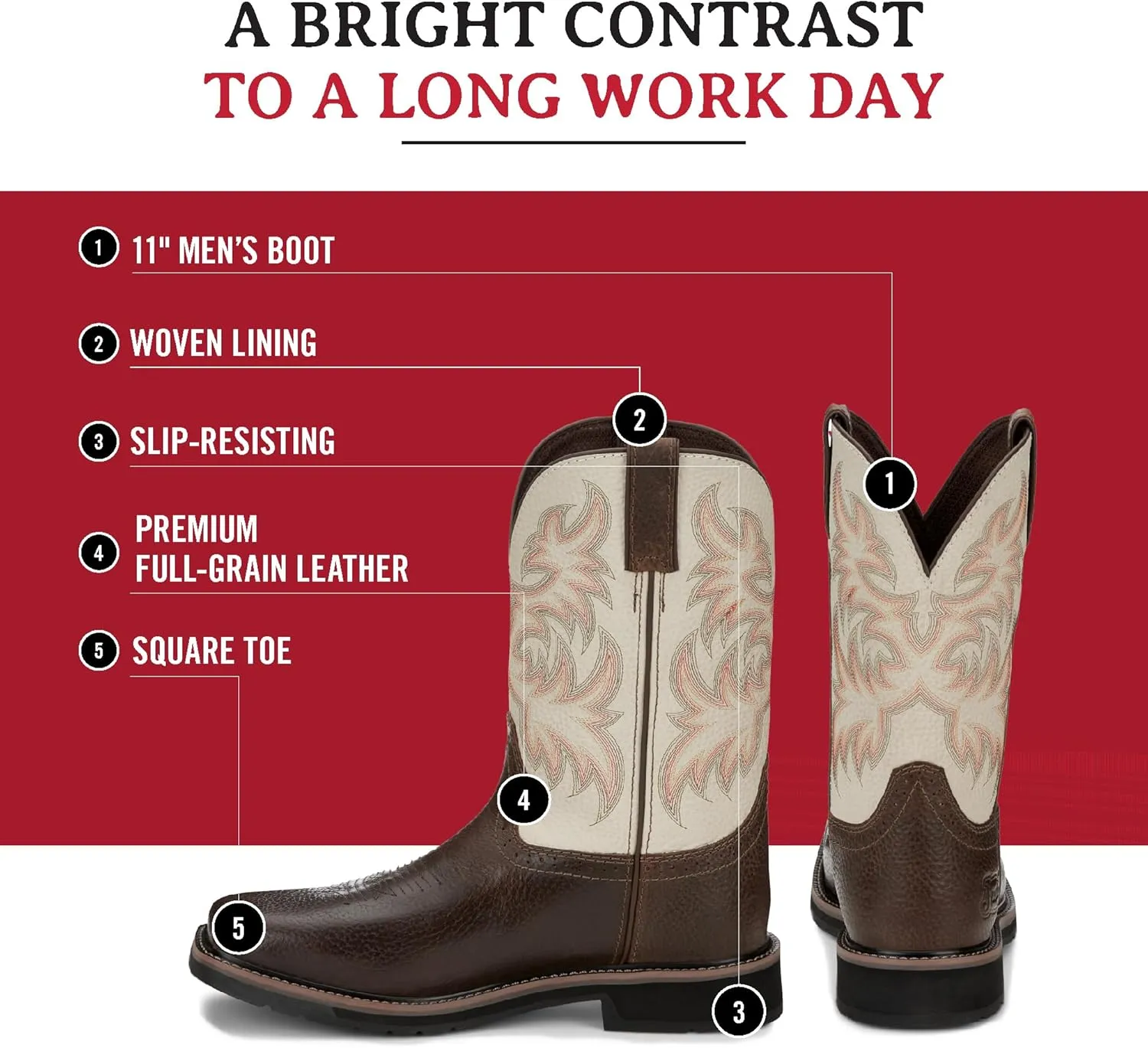 Justin Men's Driller 11'' Square Toe Work Boot