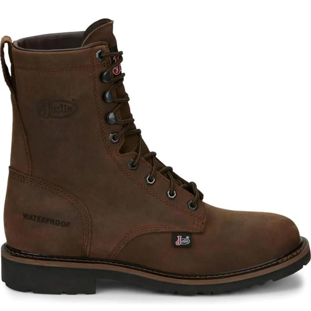 Justin Men's Drywall 8" Waterproof Work Boot, Aged Brown - 10 D