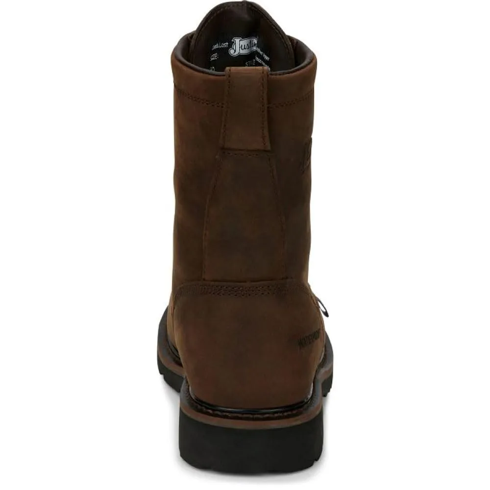 Justin Men's Drywall 8" Waterproof Work Boot, Aged Brown - 10 D
