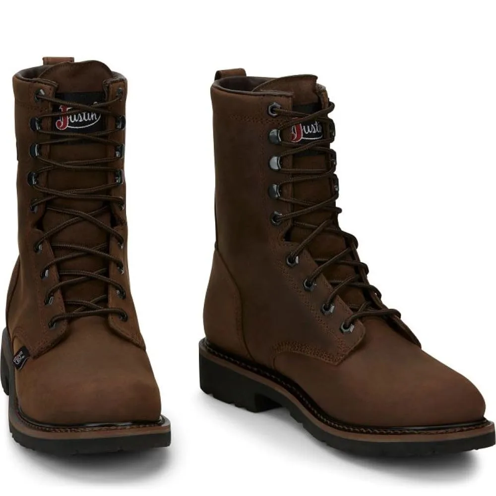 Justin Men's Drywall 8" Waterproof Work Boot, Aged Brown - 10 D