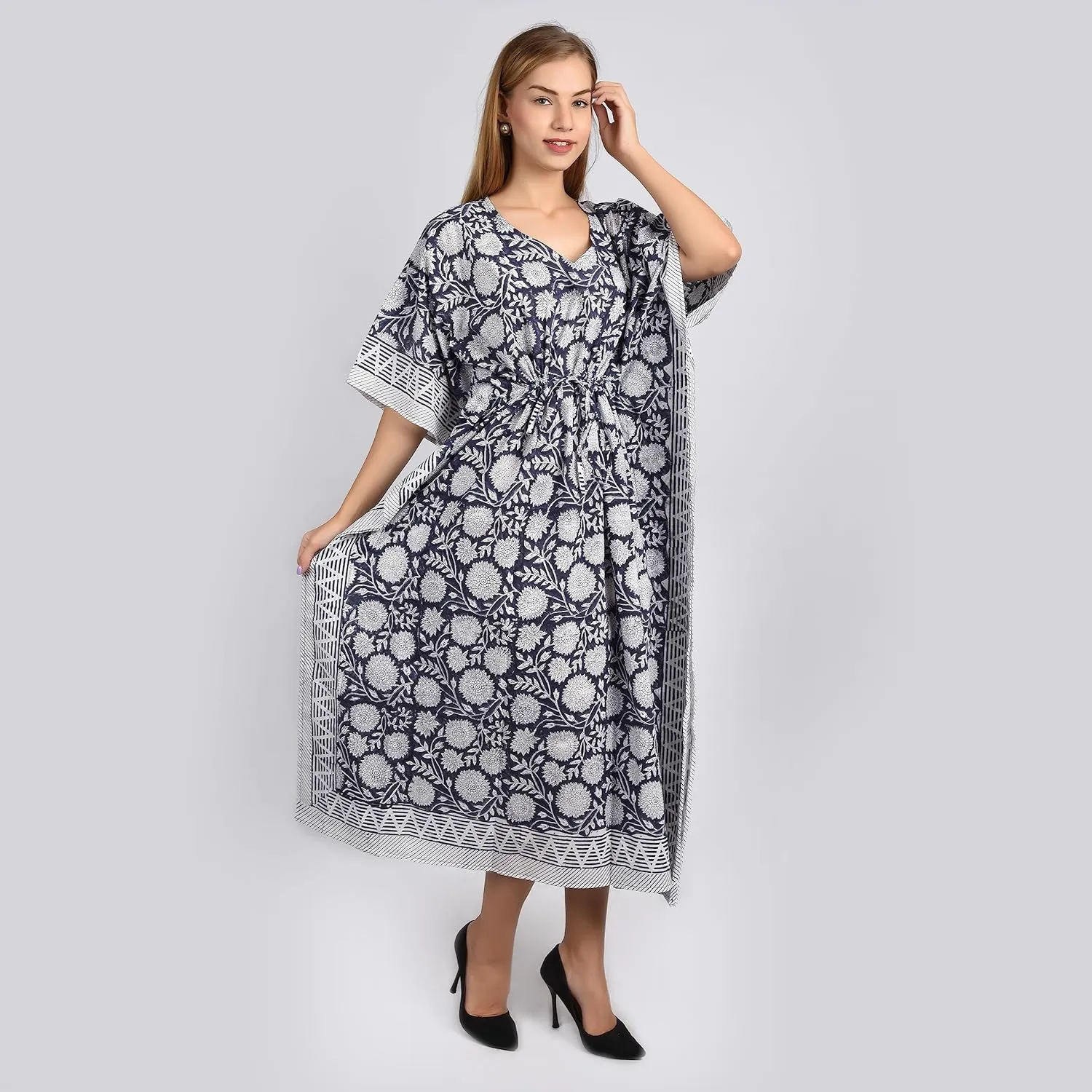 Kaftan Dresses for Women Ethnic Floral Prints Free Size Kaftans for Women