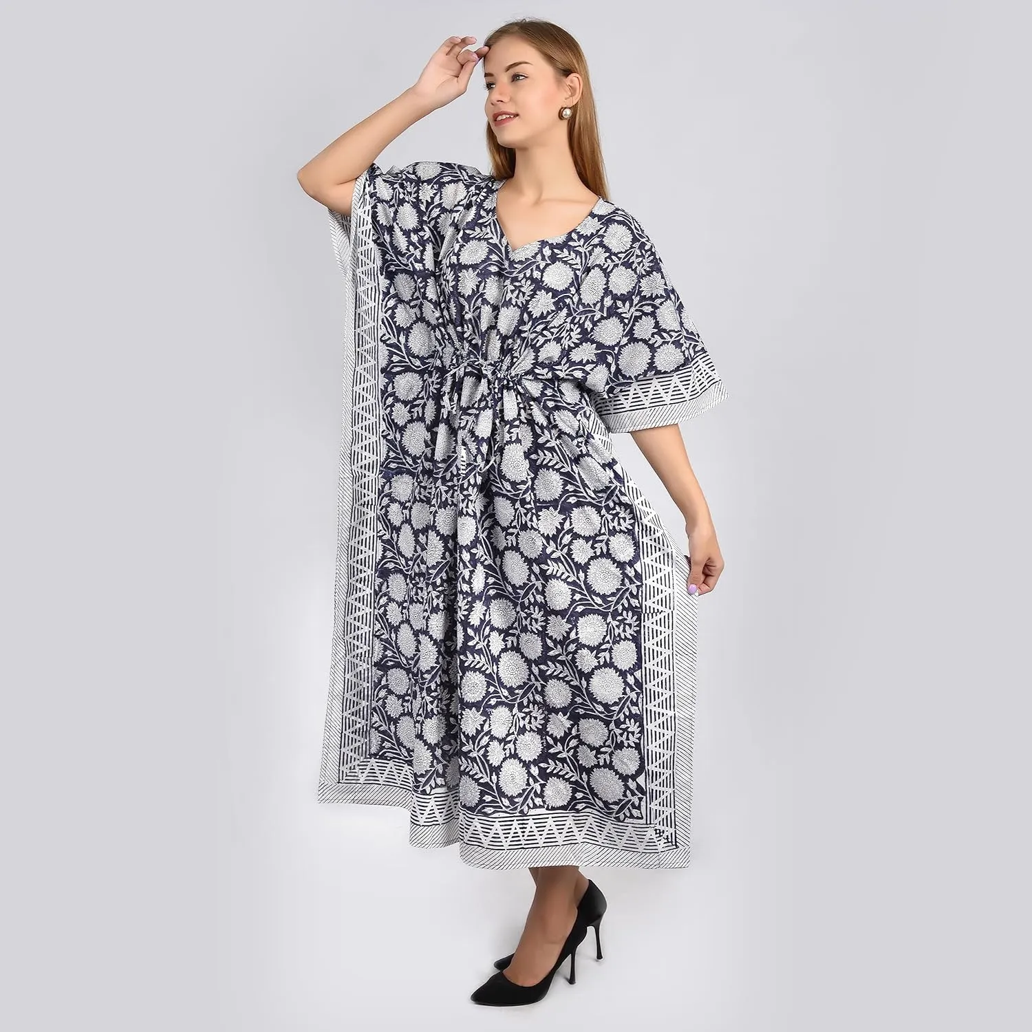 Kaftan Dresses for Women Ethnic Floral Prints Free Size Kaftans for Women