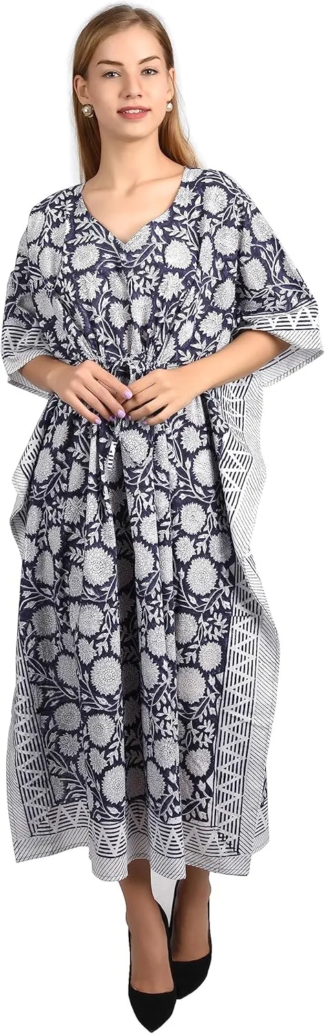 Kaftan Dresses for Women Ethnic Floral Prints Free Size Kaftans for Women