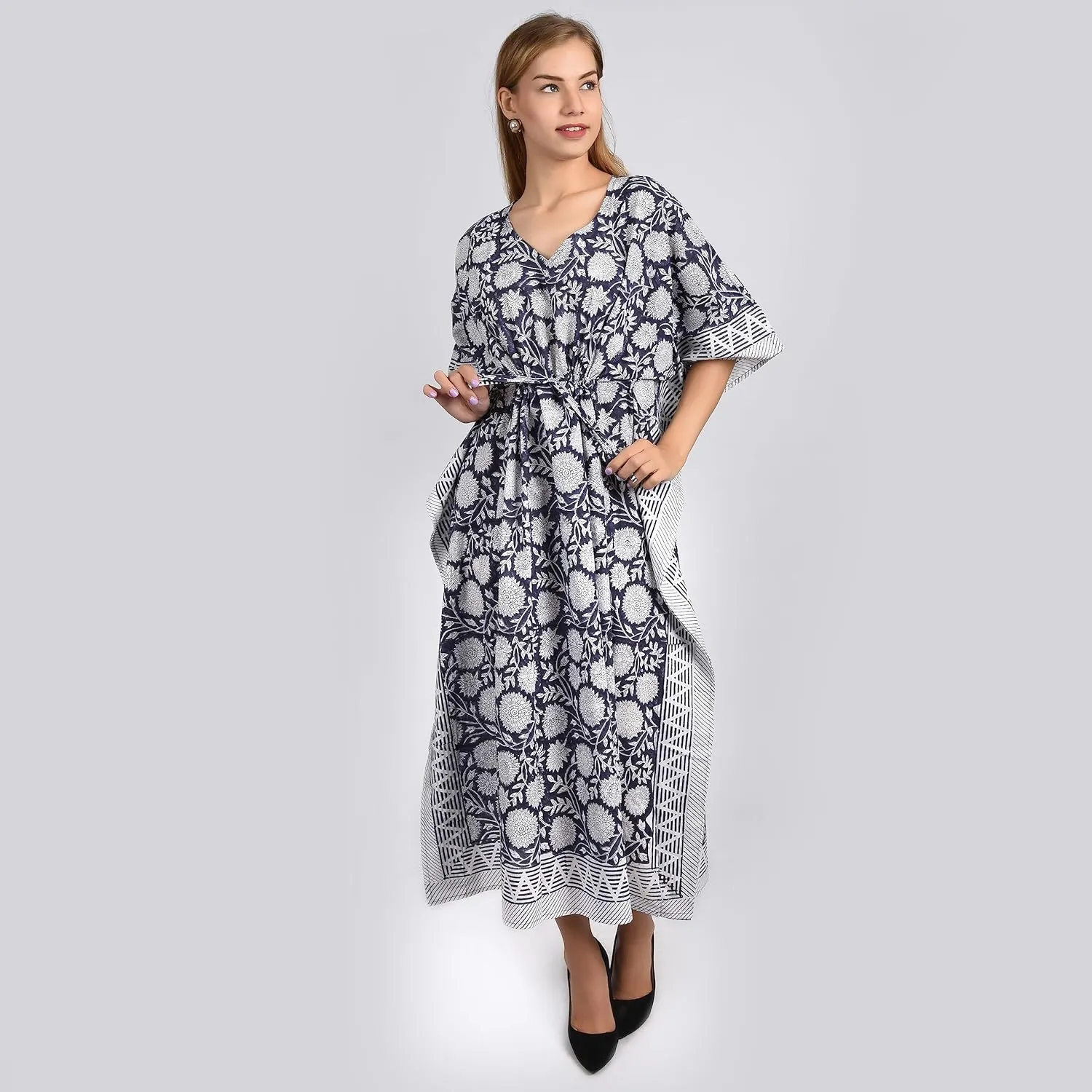 Kaftan Dresses for Women Ethnic Floral Prints Free Size Kaftans for Women