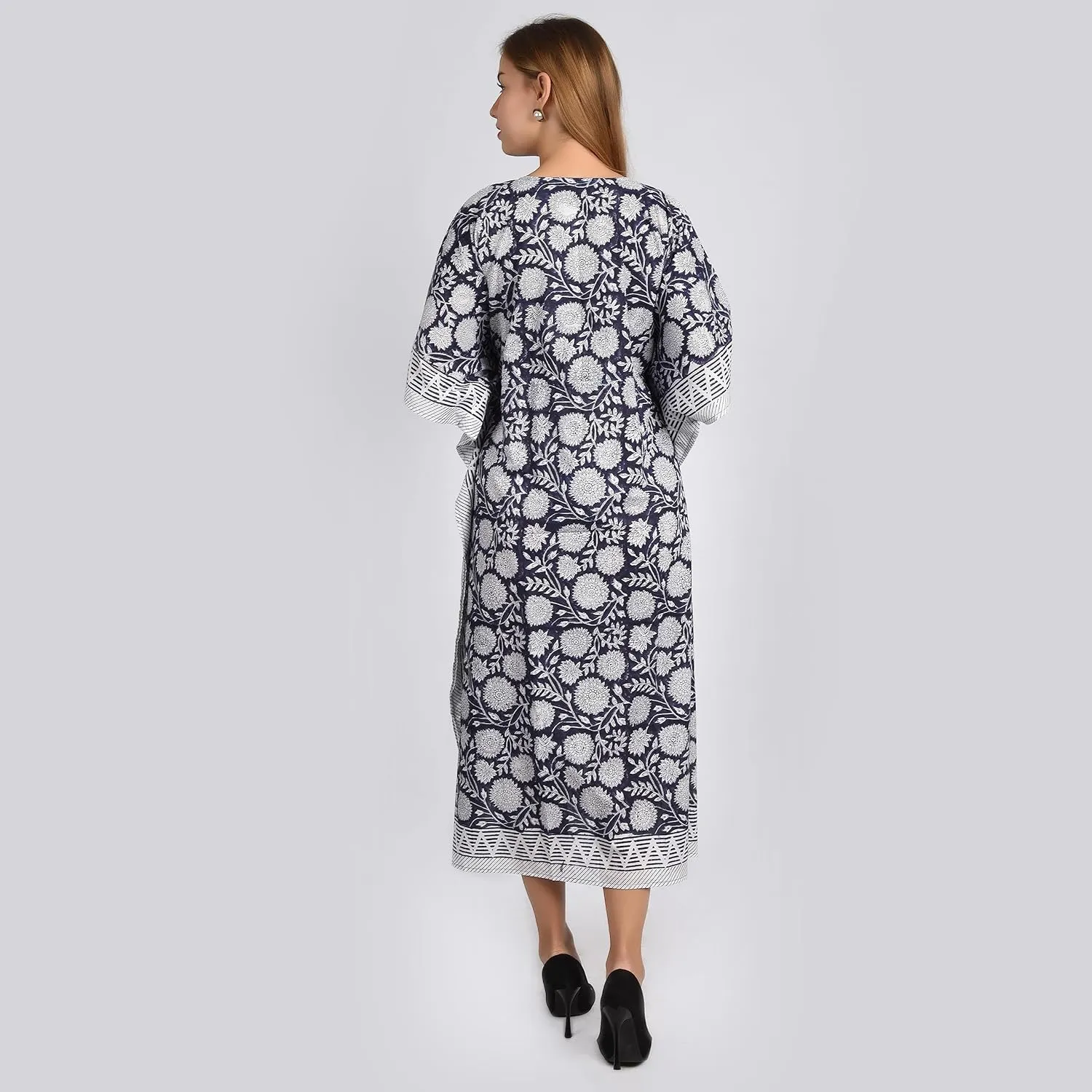 Kaftan Dresses for Women Ethnic Floral Prints Free Size Kaftans for Women