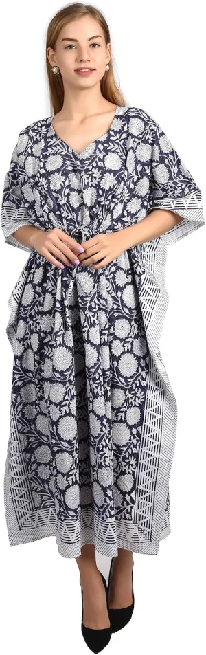 Kaftan Dresses for Women Ethnic Floral Prints Free Size Kaftans for Women