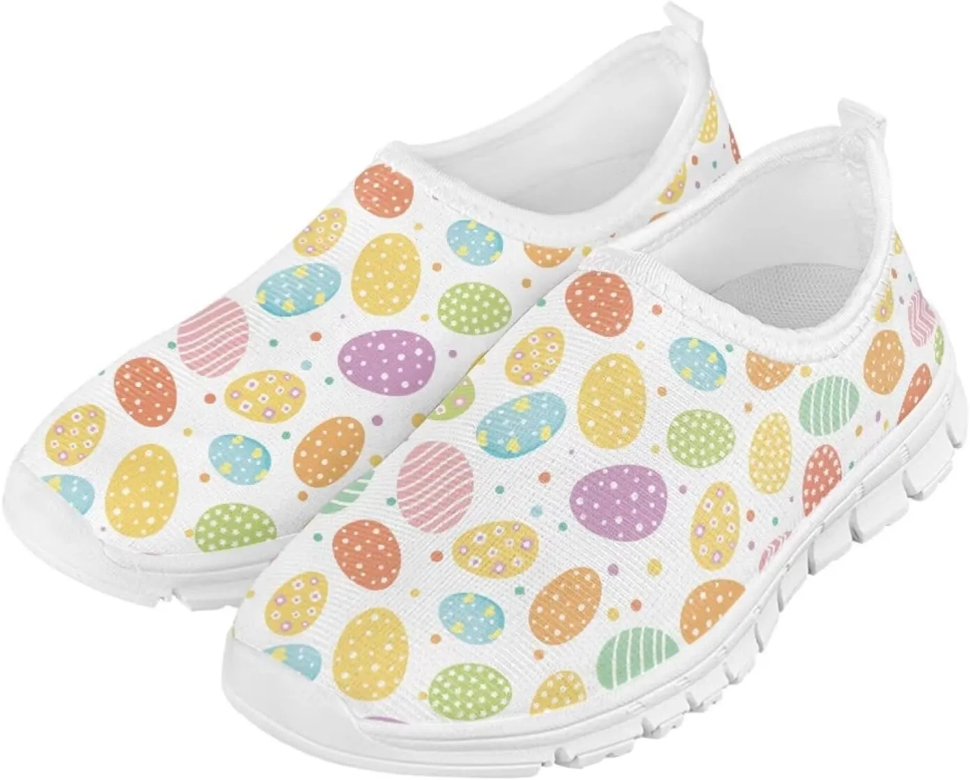 Kids Slip On Walking Shoes for Boys Girls Breathable Mesh Casual Shoes Loafers Non Slip Lightweight Comfort Sneakers Spring School Day White Sole Size 11-15