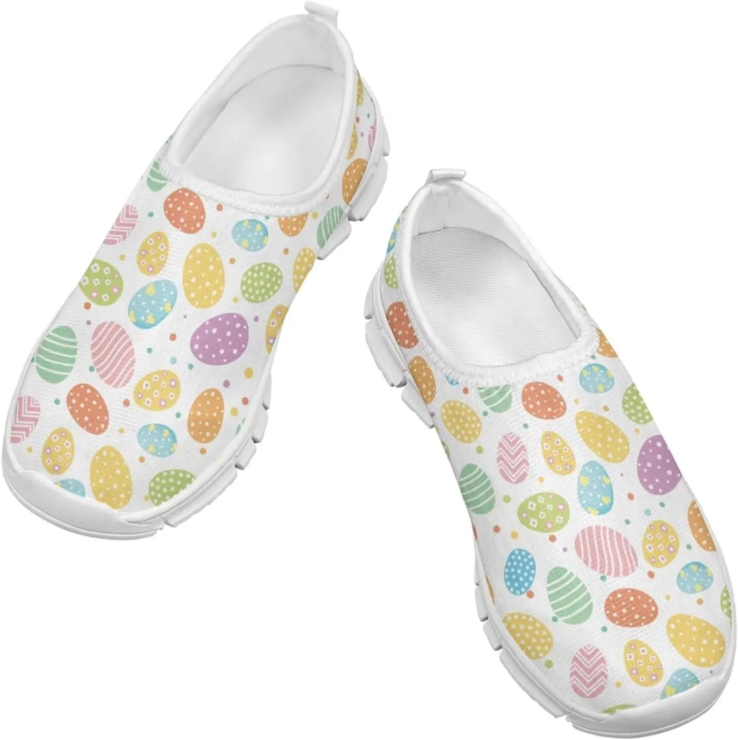 Kids Slip On Walking Shoes for Boys Girls Breathable Mesh Casual Shoes Loafers Non Slip Lightweight Comfort Sneakers Spring School Day White Sole Size 11-15