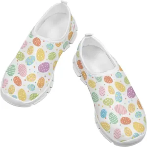 Kids Slip On Walking Shoes for Boys Girls Breathable Mesh Casual Shoes Loafers Non Slip Lightweight Comfort Sneakers Spring School Day White Sole Size 11-15