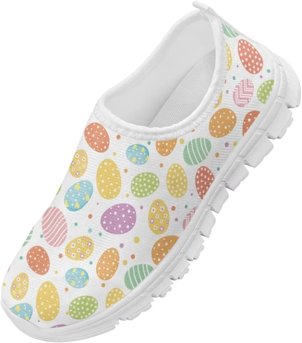 Kids Slip On Walking Shoes for Boys Girls Breathable Mesh Casual Shoes Loafers Non Slip Lightweight Comfort Sneakers Spring School Day White Sole Size 11-15