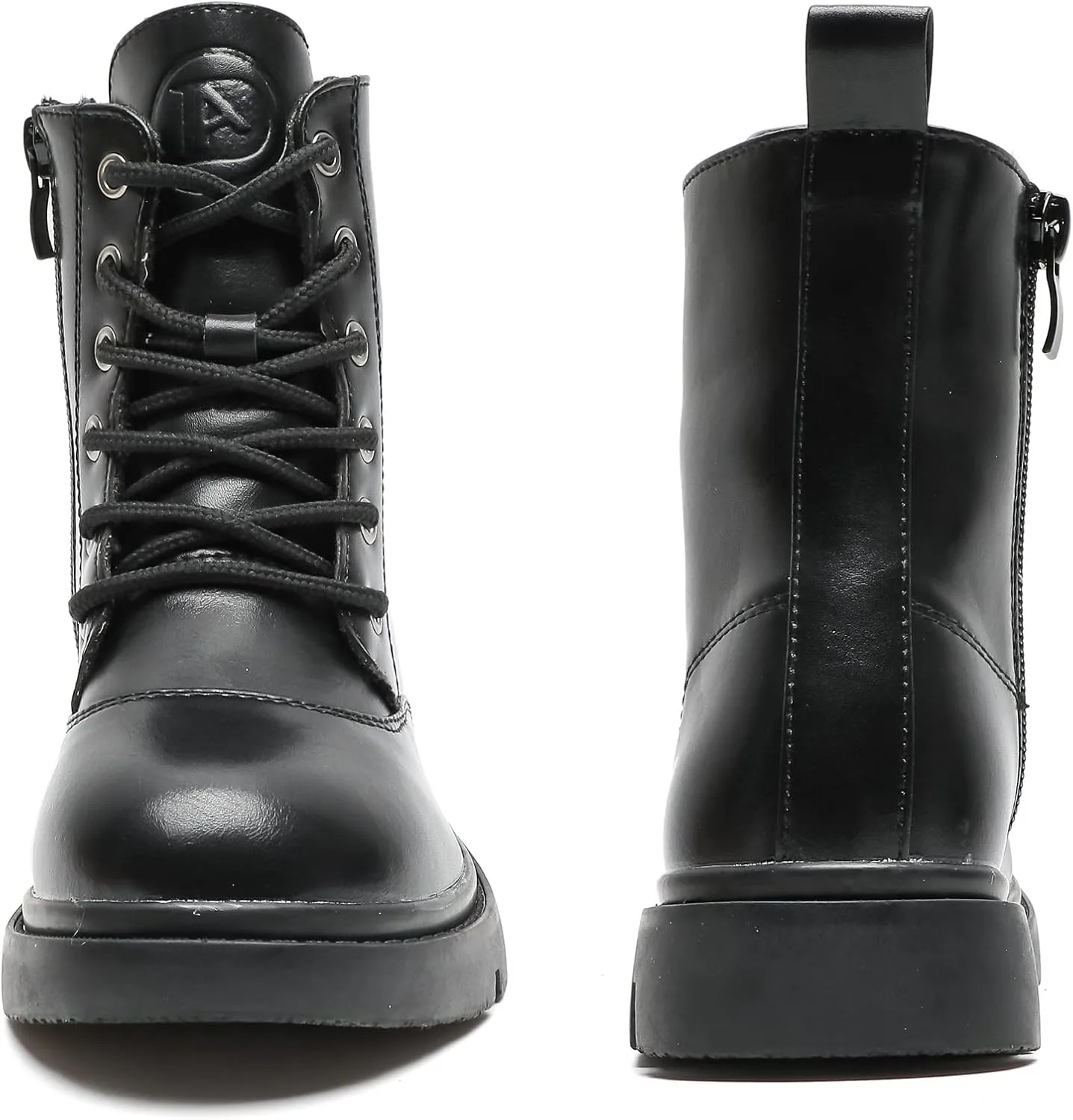 kkdom Boys Girls Waterproof Lace Up Side Zipper Mid Calf Combat Boots(Toddler/Little Kid/Big Kid)