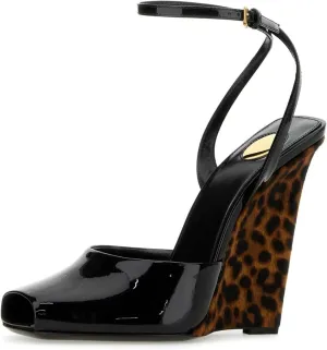Kluolandi Women's Peep Toe Wedges Heels Patent Leather Ankle Strap Wedge Sandals for Women Fashion Party Dress Shoes