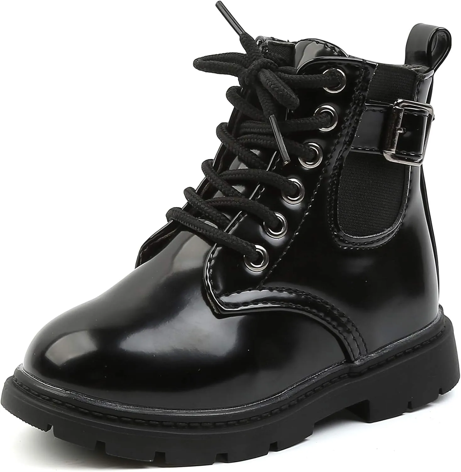 Komfyea Toddler Kids Boots Side Zipper Combat Short Ankle Boots for Boy's Girl's