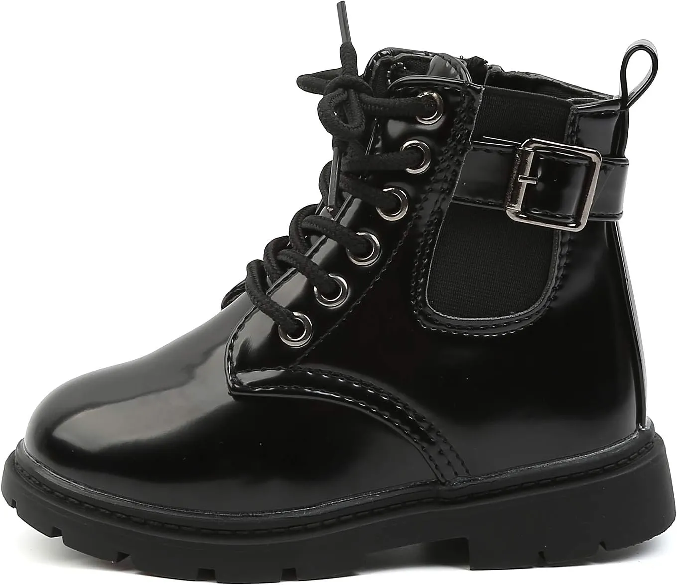 Komfyea Toddler Kids Boots Side Zipper Combat Short Ankle Boots for Boy's Girl's