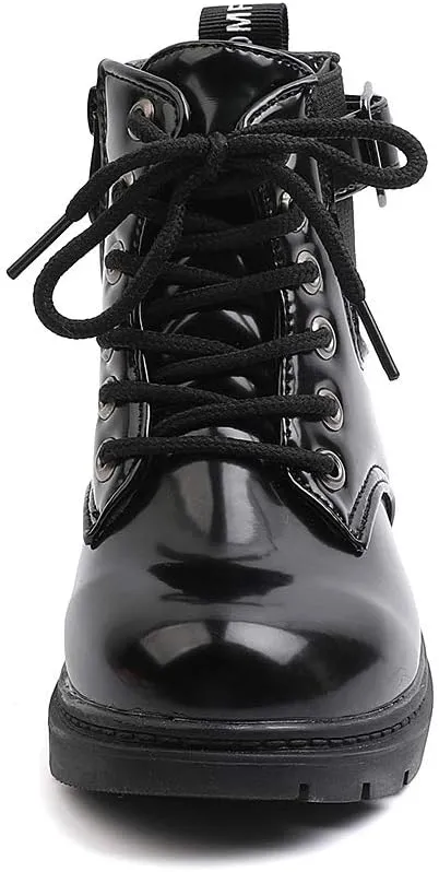 Komfyea Toddler Kids Boots Side Zipper Combat Short Ankle Boots for Boy's Girl's