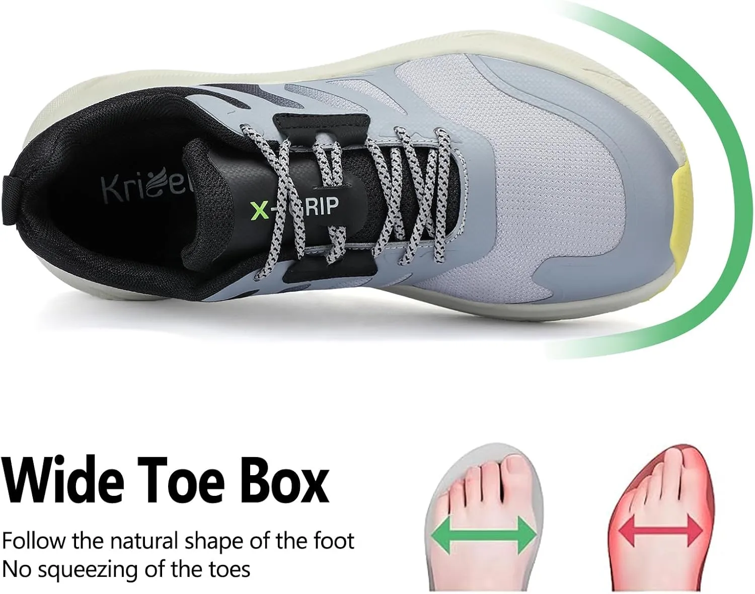 Kricely Men's Trail Running Shoes Wide Toe Box Shoes for Men Walking Sneakers