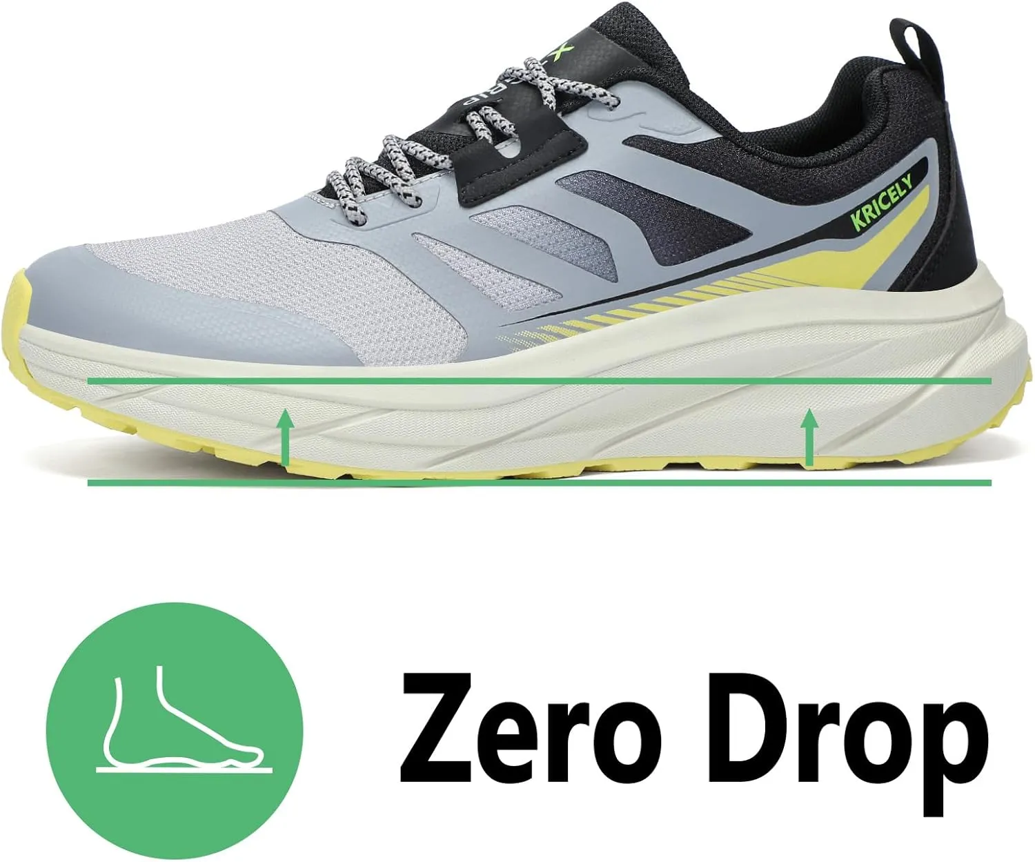 Kricely Men's Trail Running Shoes Wide Toe Box Shoes for Men Walking Sneakers