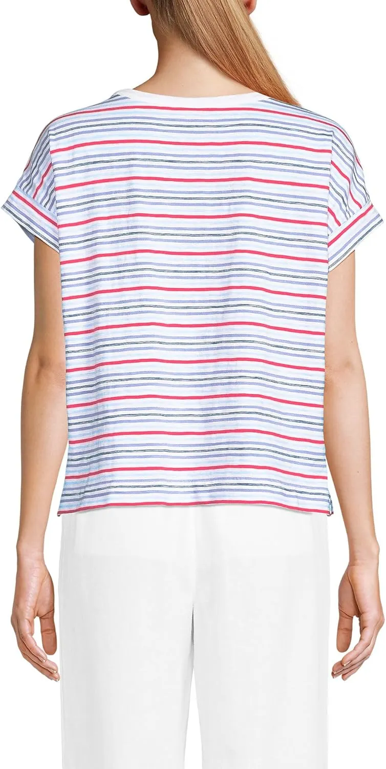 Lands' End Women's Short Sleeve Slub Boxy Crew T-Shirt