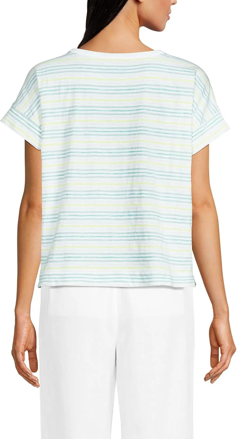Lands' End Women's Short Sleeve Slub Boxy Crew T-Shirt
