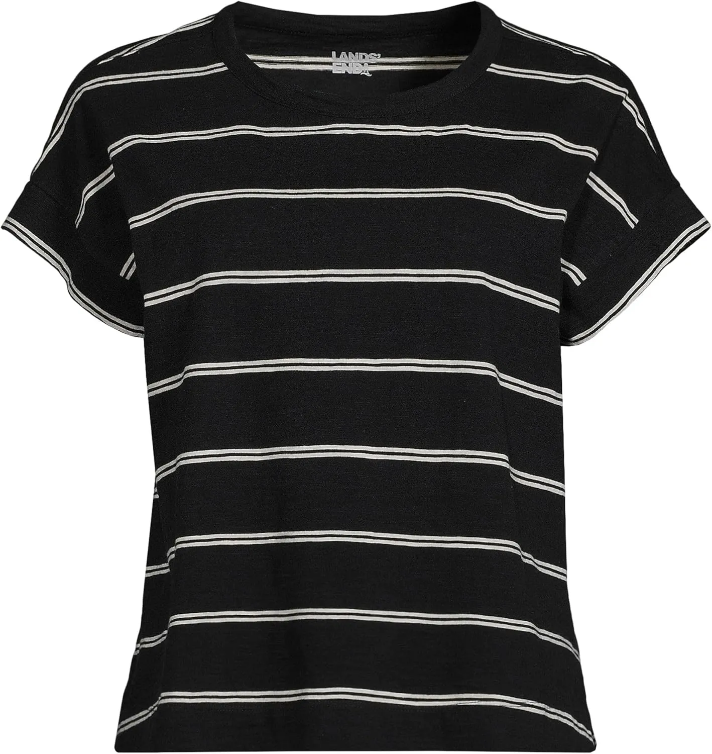 Lands' End Women's Short Sleeve Slub Boxy Crew T-Shirt