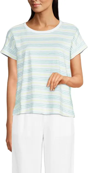 Lands' End Women's Short Sleeve Slub Boxy Crew T-Shirt