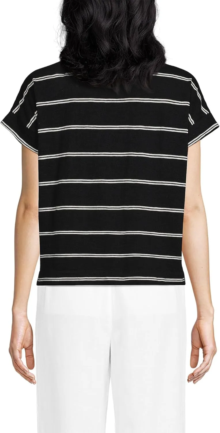 Lands' End Women's Short Sleeve Slub Boxy Crew T-Shirt