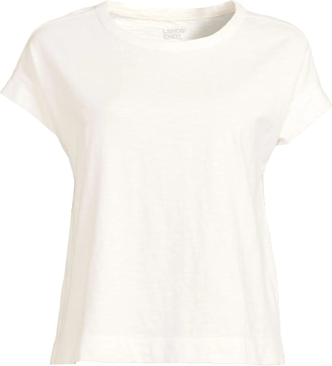 Lands' End Women's Short Sleeve Slub Boxy Crew T-Shirt