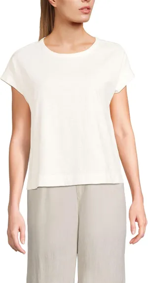 Lands' End Women's Short Sleeve Slub Boxy Crew T-Shirt