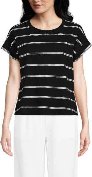 Lands' End Women's Short Sleeve Slub Boxy Crew T-Shirt