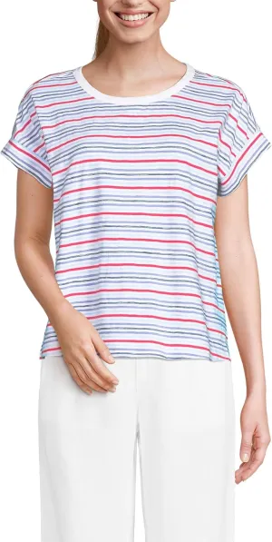 Lands' End Women's Short Sleeve Slub Boxy Crew T-Shirt