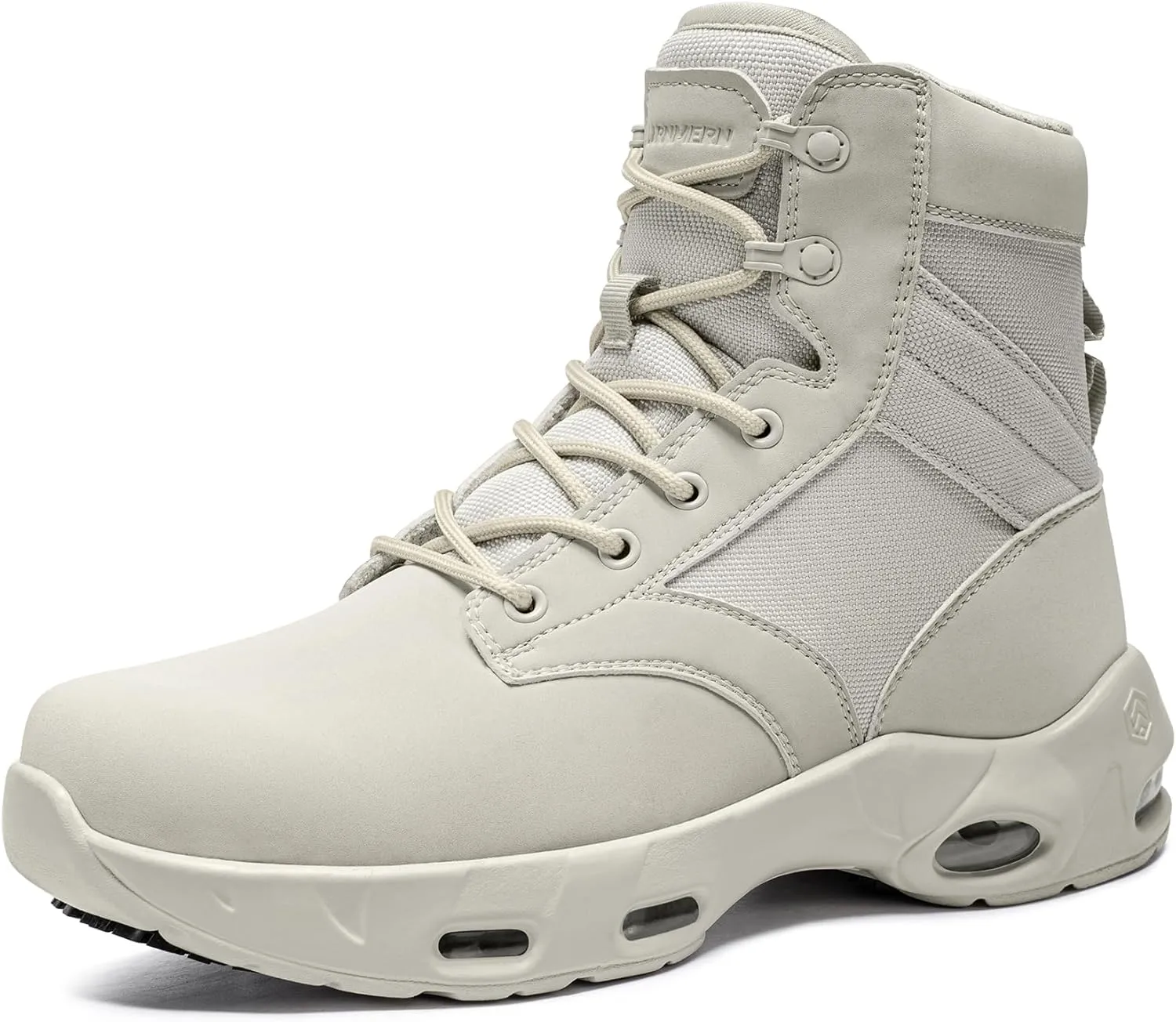 LARNMERN Non Slip Mens Boots Slip Resistant Shoes Air Cushion Side Zipper Casual Comfort Botas Militares Hombre Zapatos de Trabajo Black