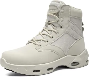 LARNMERN Non Slip Mens Boots Slip Resistant Shoes Air Cushion Side Zipper Casual Comfort Botas Militares Hombre Zapatos de Trabajo Black