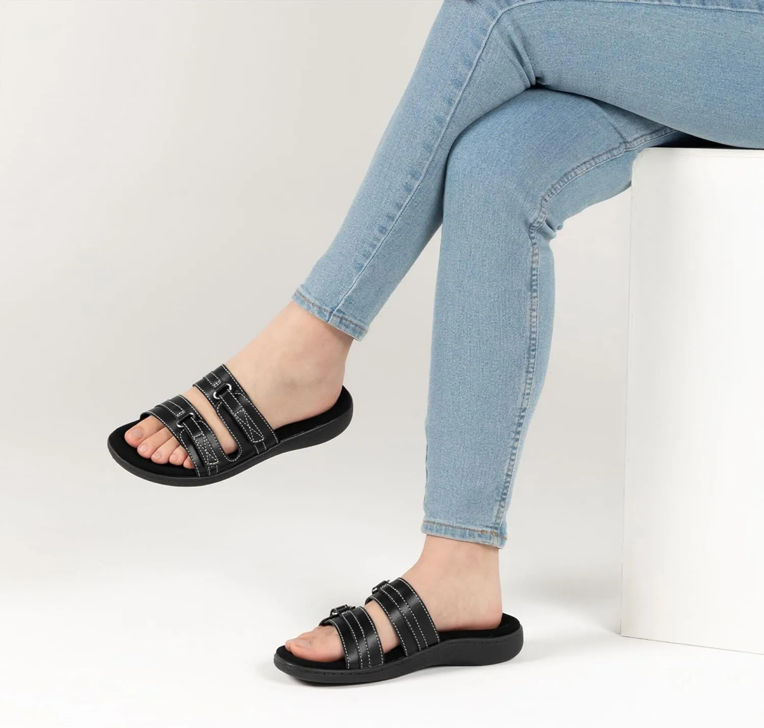 LazyStep Women's Orthotic Slide Sandals, Casual Summer Sandals with Arch Support